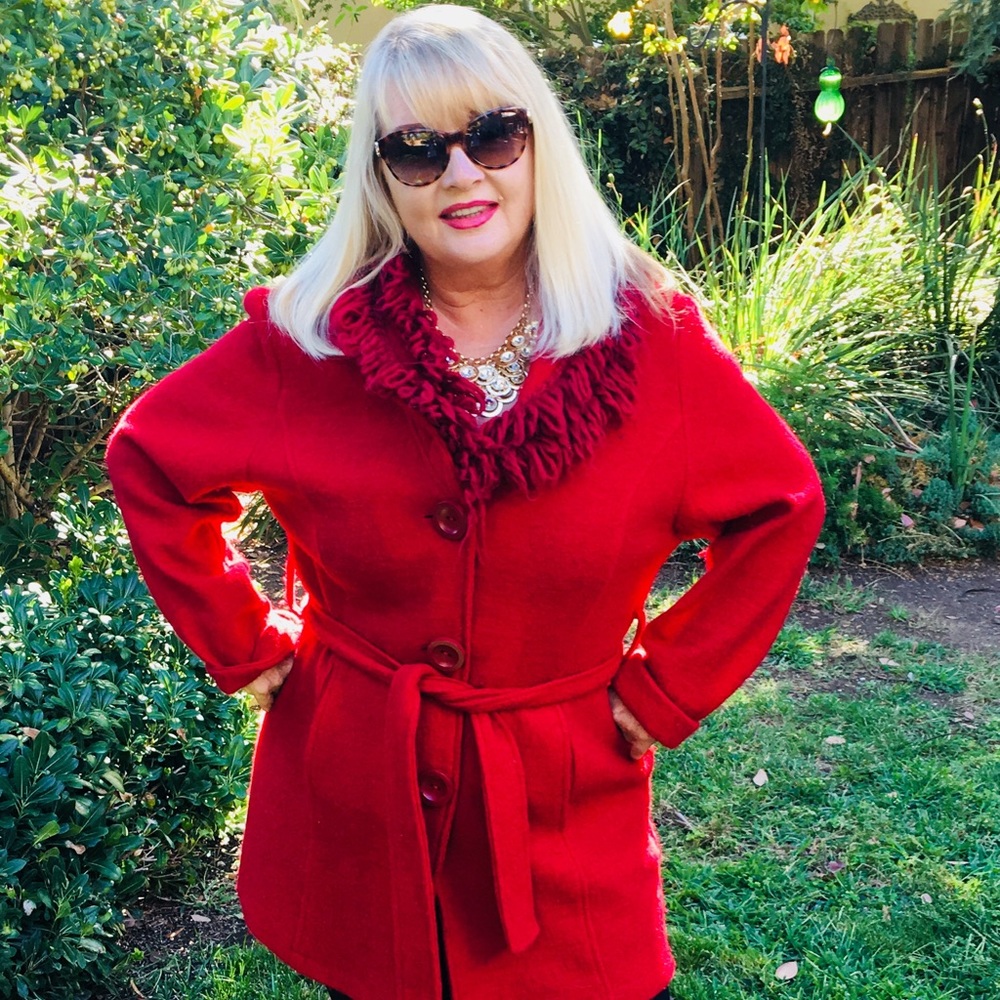 Cynthia Rowley perfect red boiled wool coat